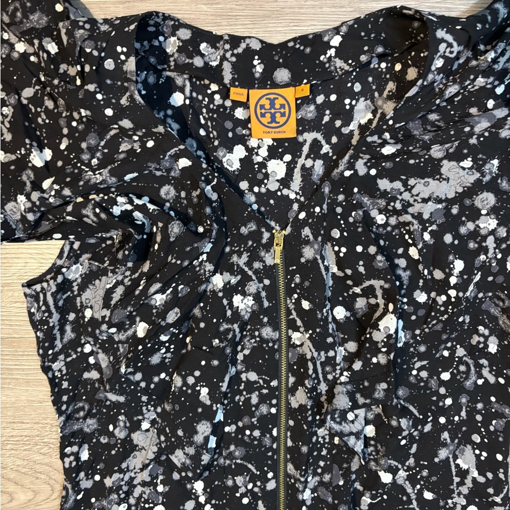 Tory Burch Black and White Splatter Blouse - Picture 2 of 5
